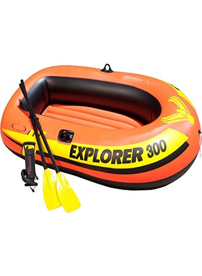 jilani Explorer 300 Inflatable Boat Set-3 Men Blow Up Raft (Orange) - Image 1